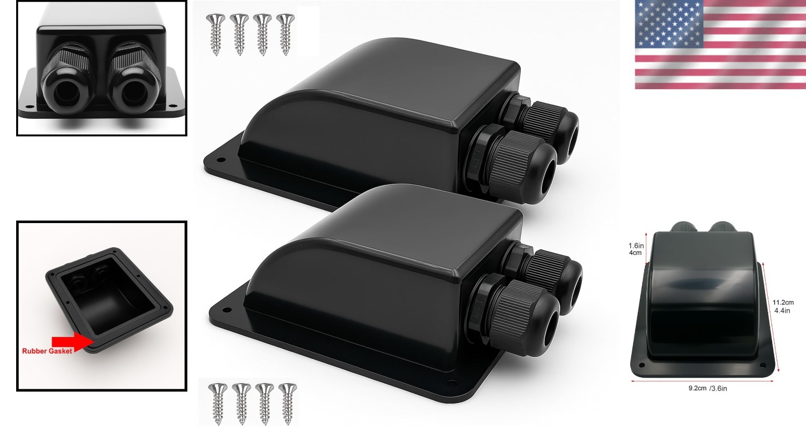 Waterproof Solar Cable Entry Gland Double for RV Boat Camper 6-12mm² Pack of 2