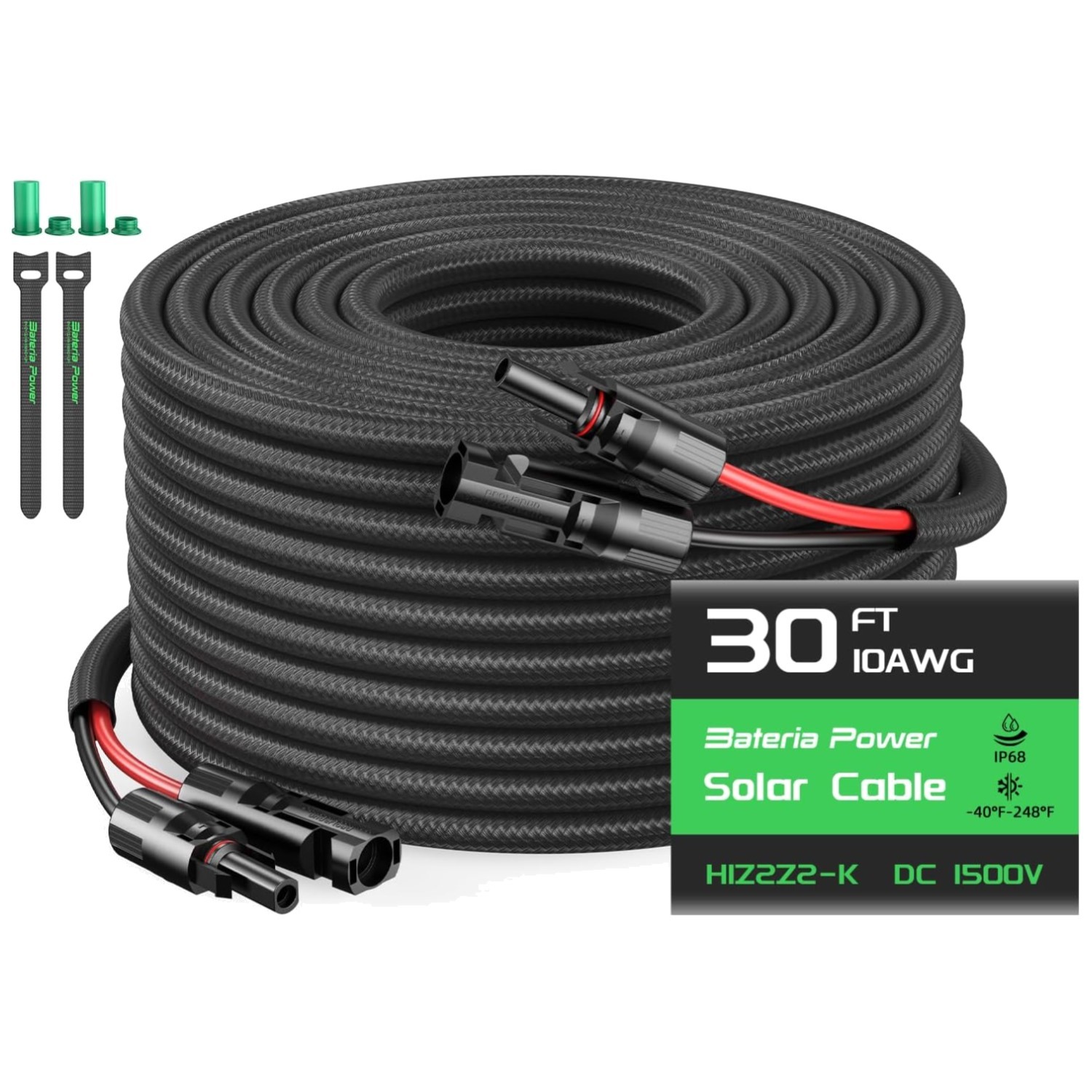 10AWG 30FT Solar Panel Extension Cable – 2 Pack