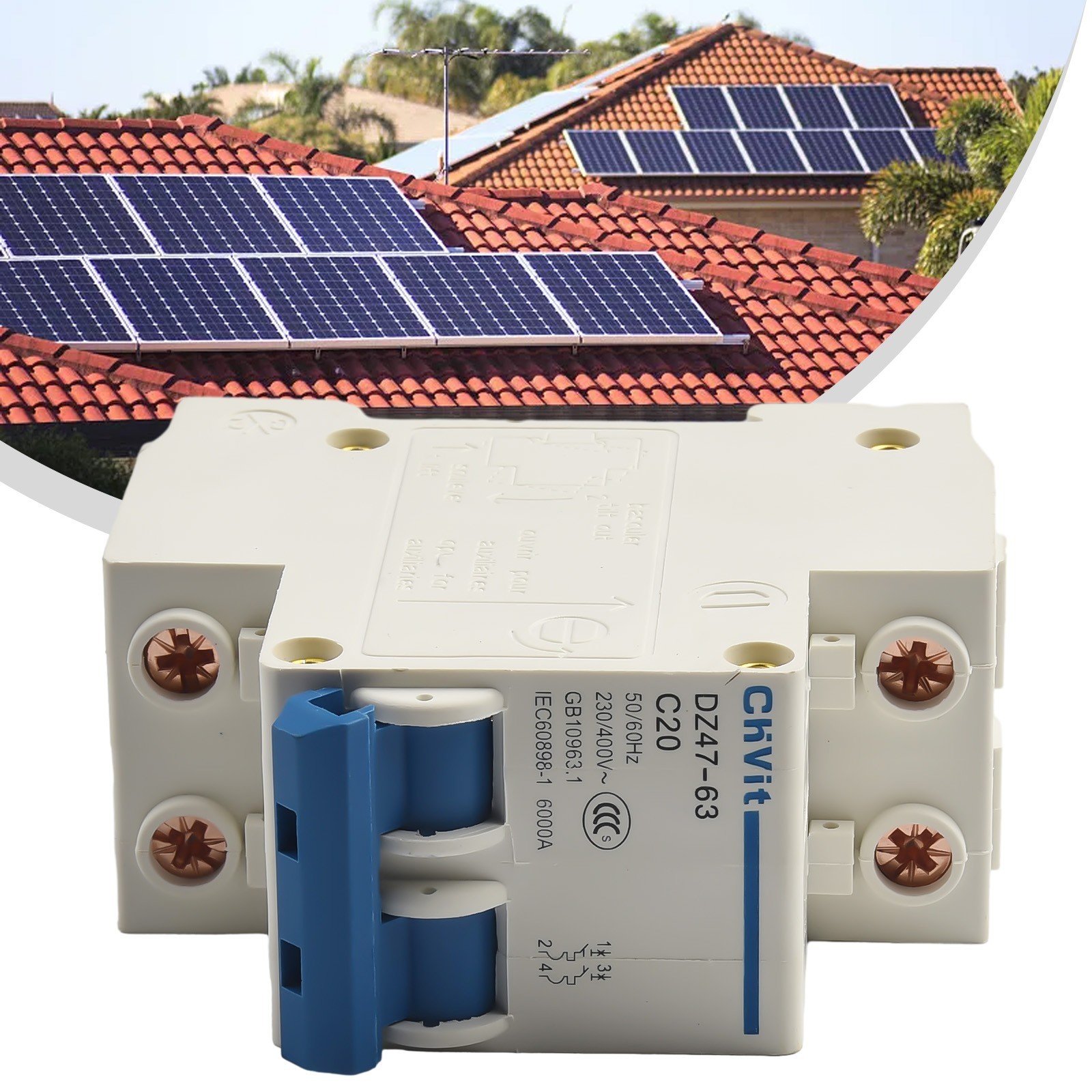 Circuit Breaker Air Switch Overcurrent Trip Type-C 16A/20A/32A/63A 2 P 220V