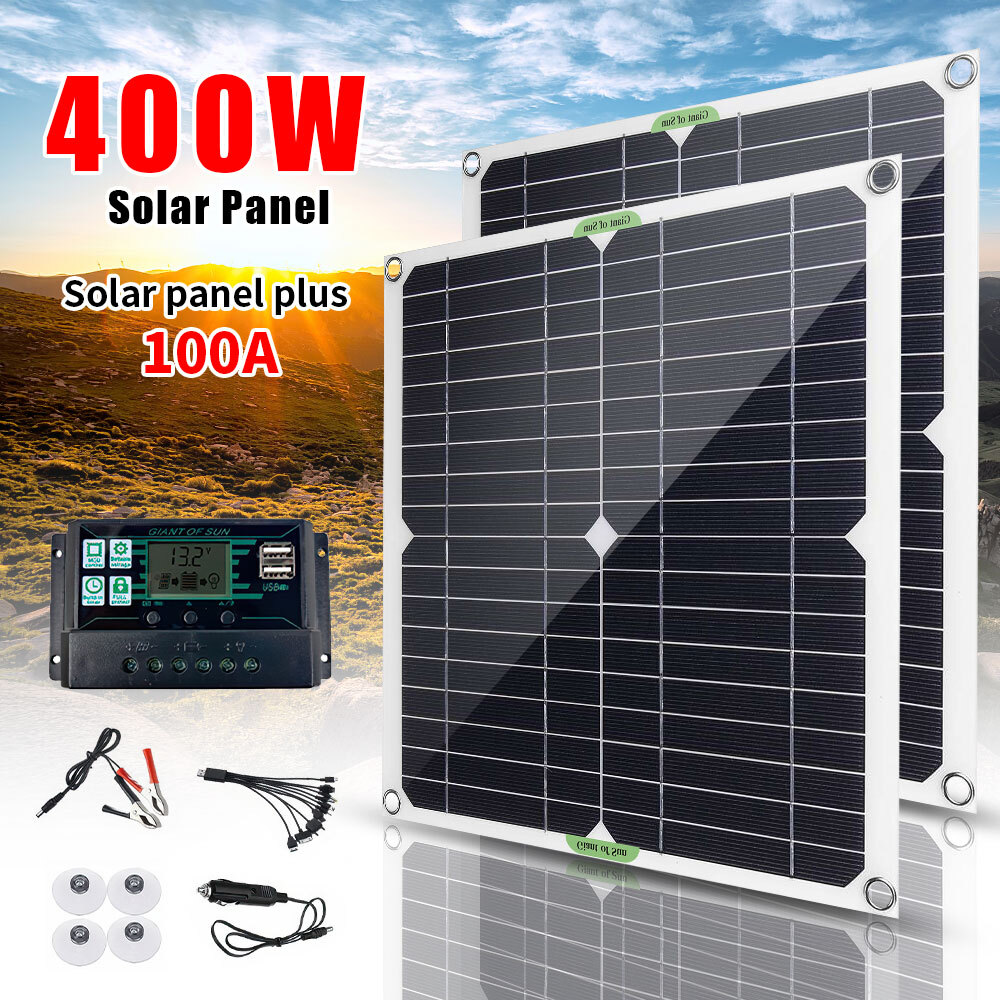 Complete Solar Panel Kit Solar 400W Power Generator 100A Home 12V Grid System