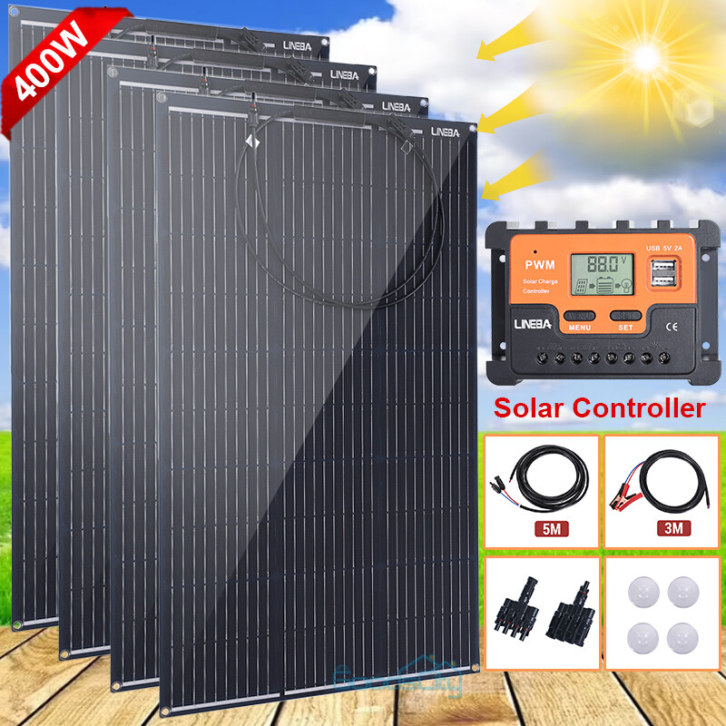 100W 200W 300W 400W Watt Solar Panel Kit Monocrystalline 12V for RV Marine Home