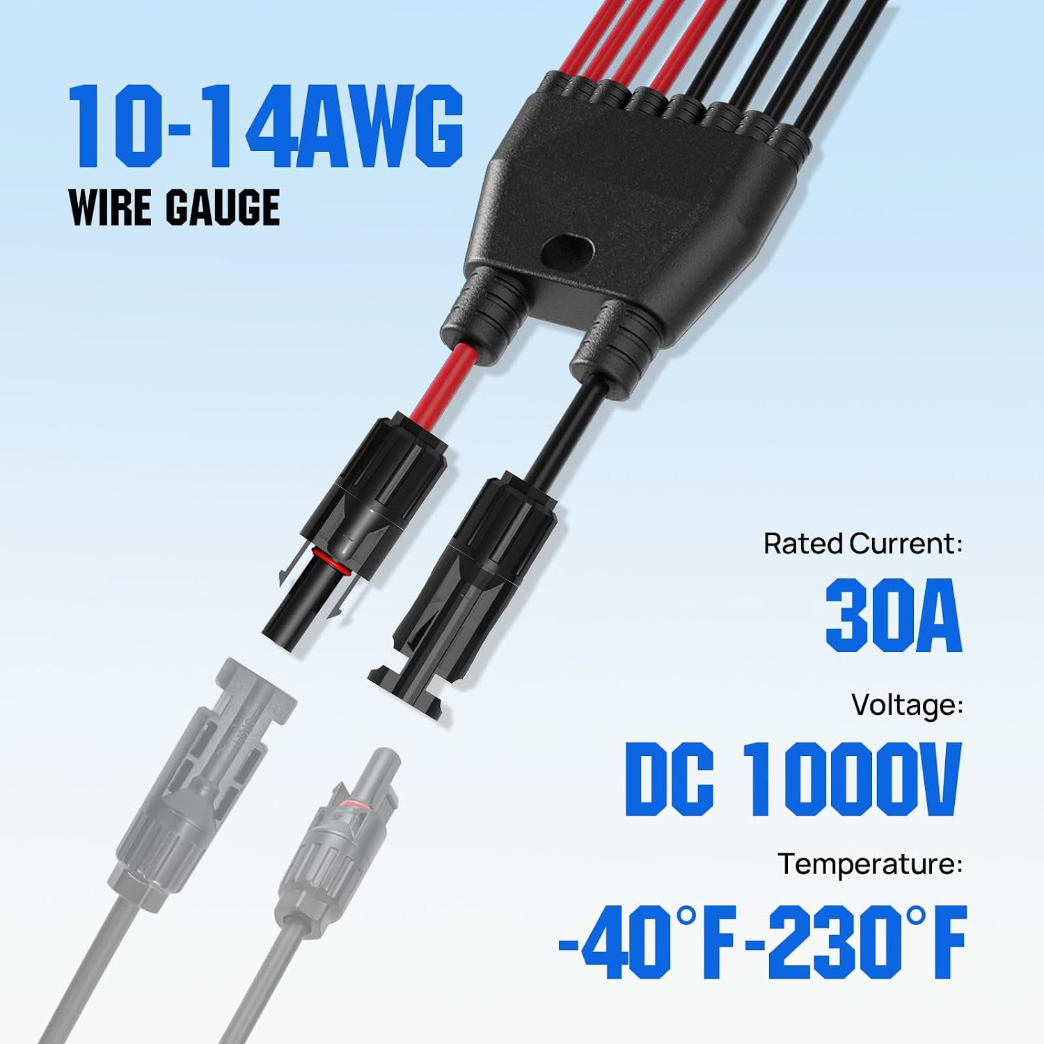 Integrated Solar Connector 2-8 Y Branch Parallel PV Adapter Cable Wire Plug Tool