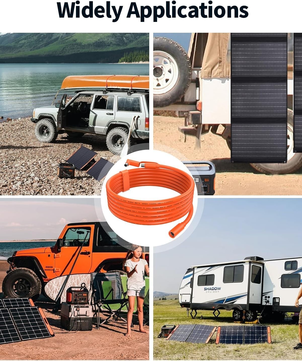 14AWG 8mm Extension Cable for Solar Generators 10FT 3M, DC7909 Solar Panel Ca…