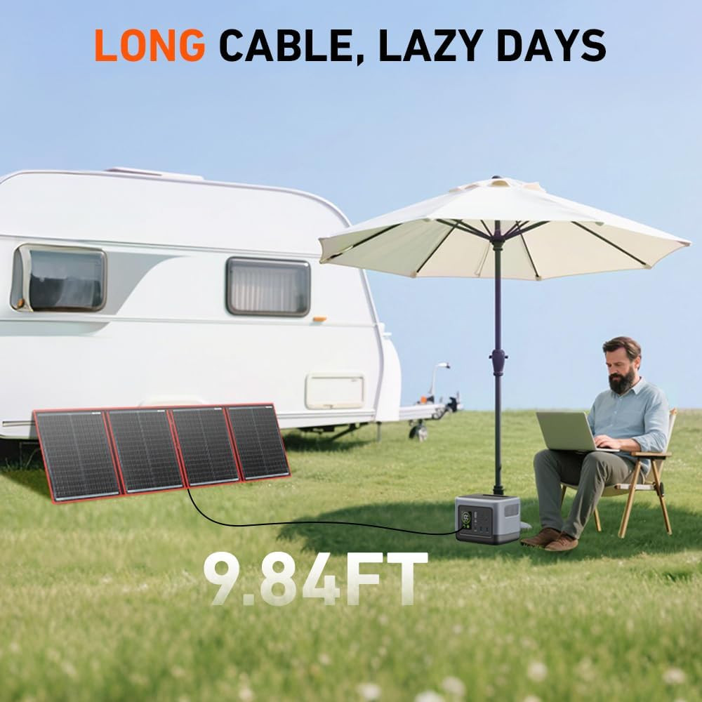 200W Portable Foldable Solar Panel Kit (20X27In, 9.7Lb), with Separate Controlle