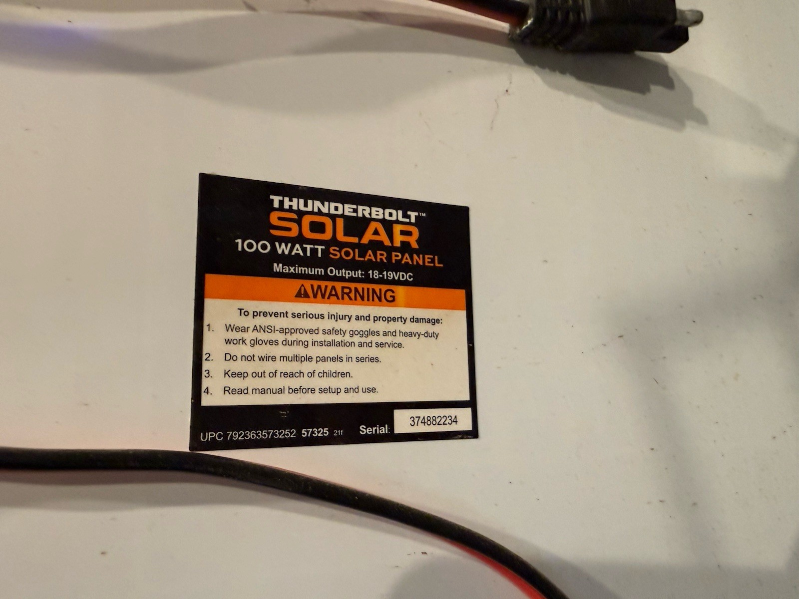 Thunderbolt Solar 100 Watt Monocrystalline Solar Panel 18V SAE