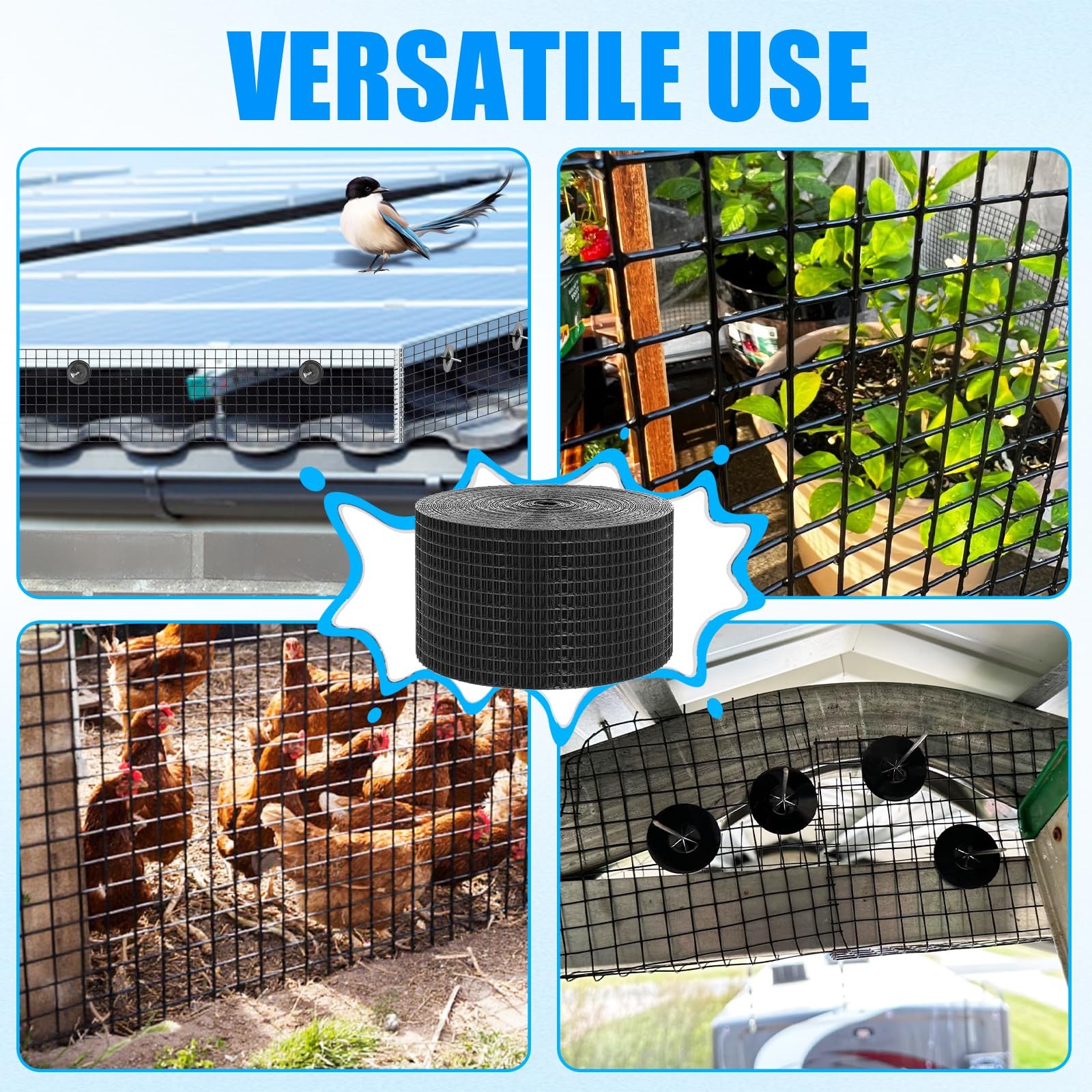 6in X 100ft Solar Panel Bird Guard – 1/2″ Black PVC Mesh Galvanized Rust-Resi…