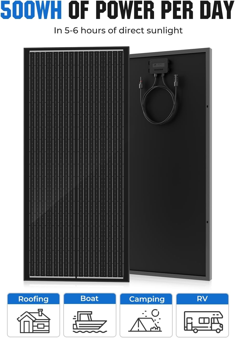 18BB 100W Solar Panel Monocrystalline High Efficiency Off-Grid RV Marine Rooftop