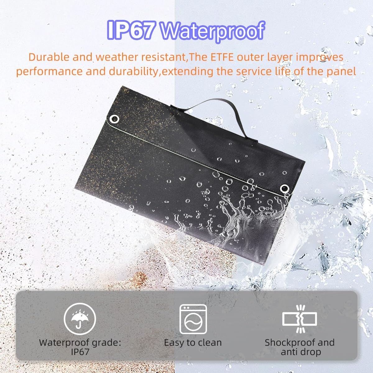45W Foldable Solar Charger, Dual USB-A & USB-C, Waterproof Portable Power Bank f