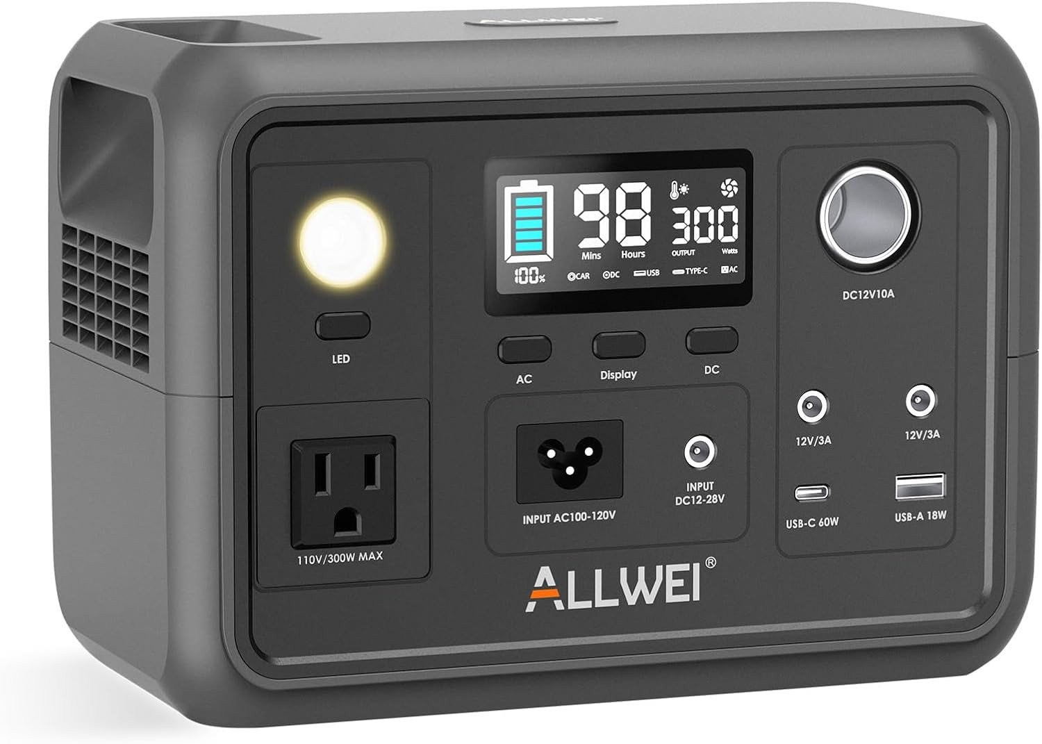 Portable Power Station 300W, 256Wh Solar Generator with 110V Pure Sine Wave AC O
