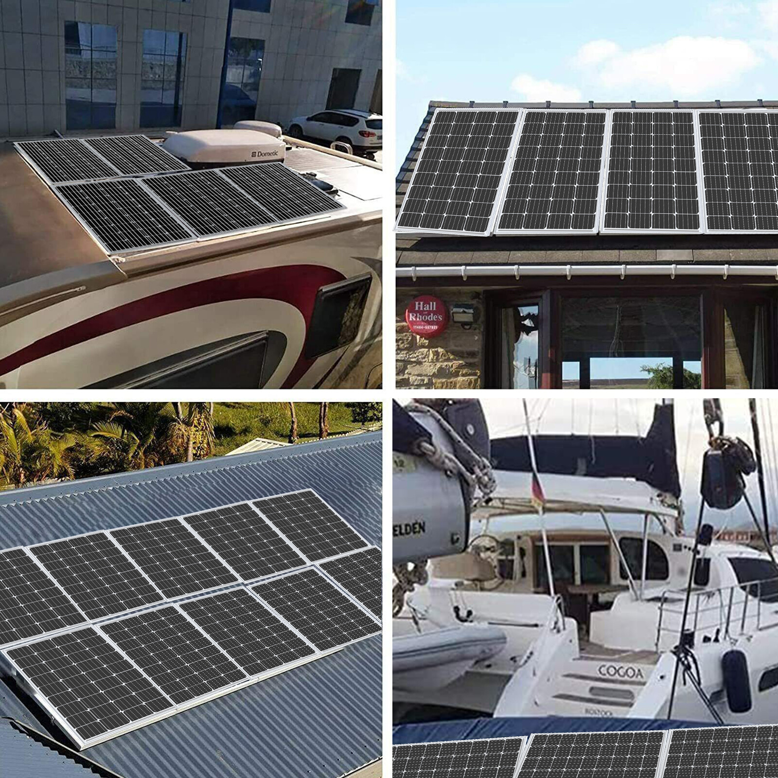 100W Watt 12V Mono Solar Panel Kit Charging Off-Grid Battery Power RV Home Boat