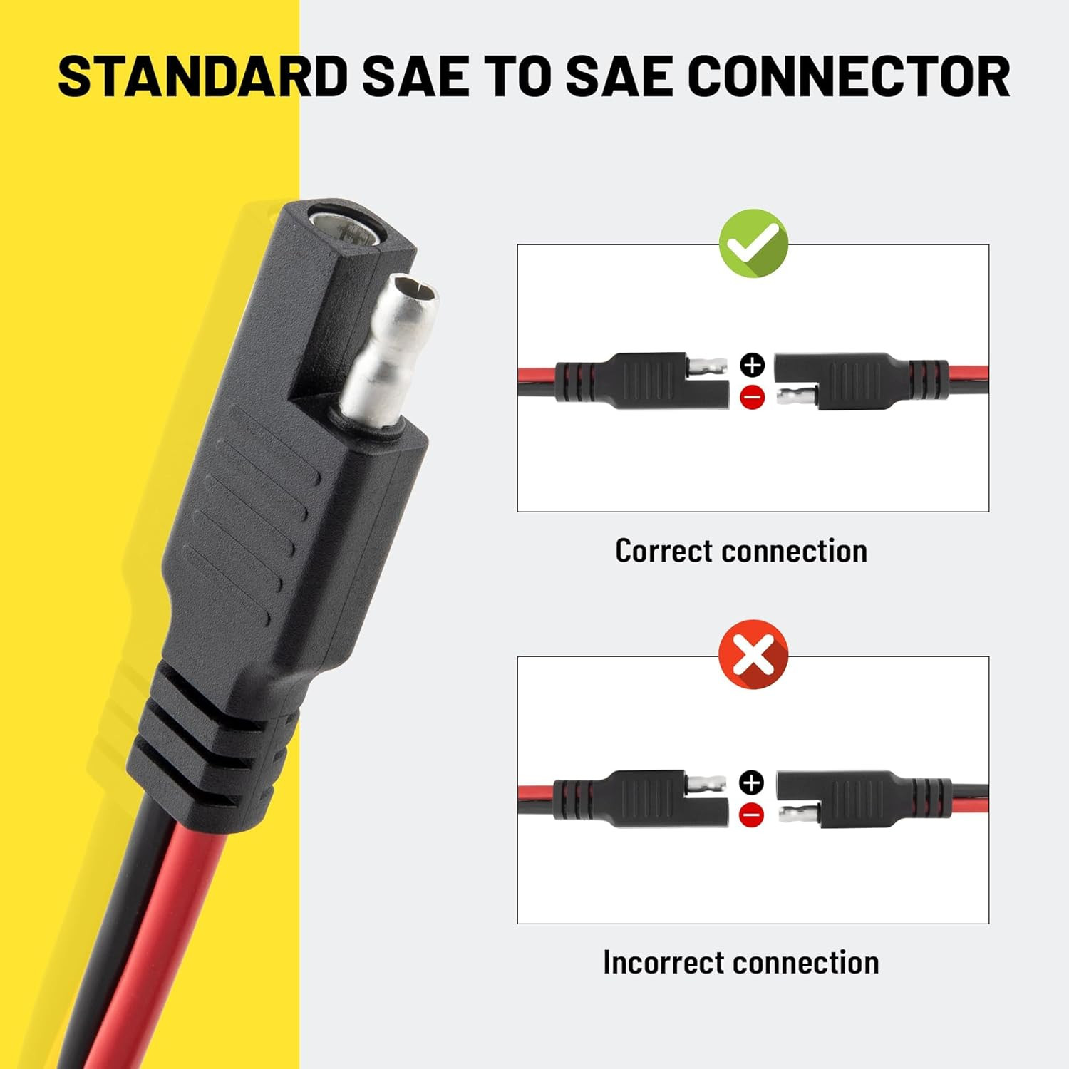 5PCS SAE Connector 12AWG 1 Feet SAE Extension Cable for Solar Panel Motorcycl…