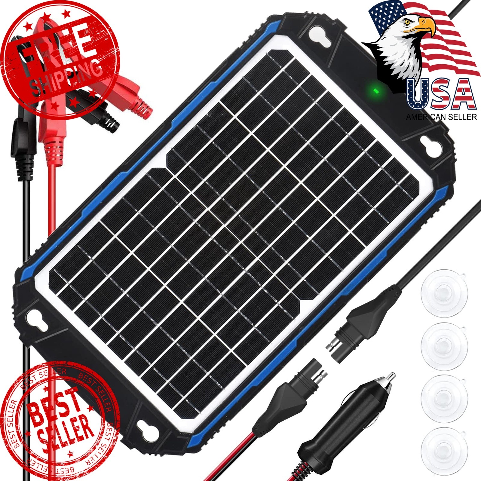 SUNER POWER 12W 12V Solar Battery Charger Maintainer Pro