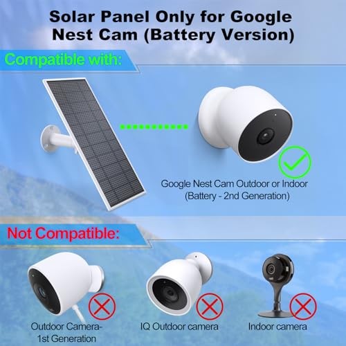 Solar Panel for Google Nest Camera, Upgraded Solar Power Charger for Google