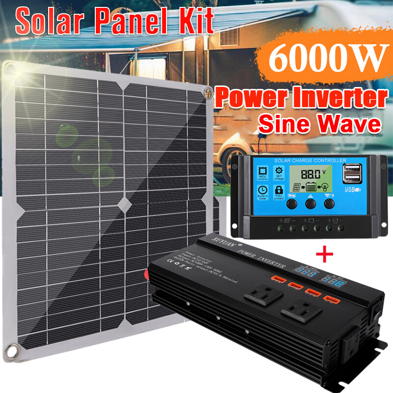 6000W Inverter Solar Panel Kit Solar Power Generator 100A Home 110V Grid System