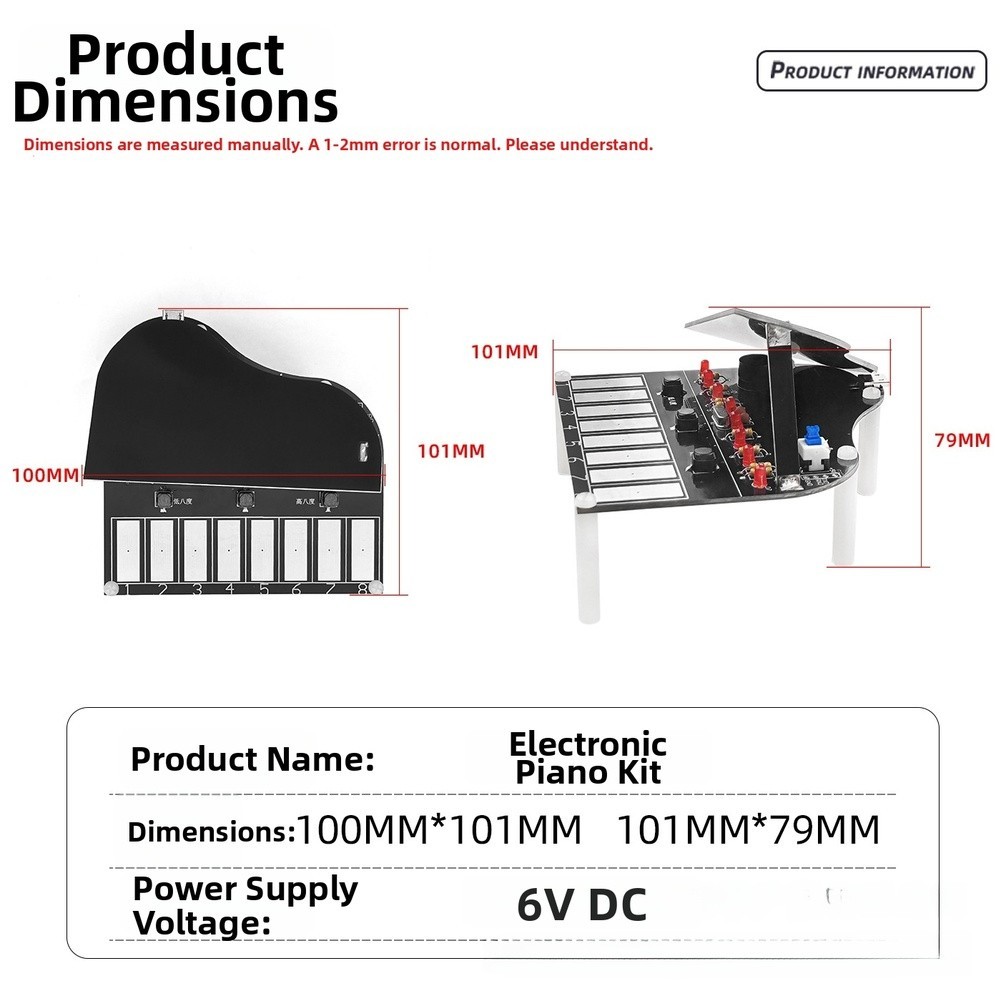 STEM Learning Kit Electronic Piano for Soldering and Circuit Board Projects