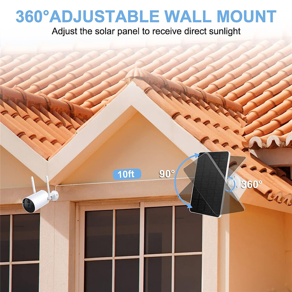 10W Solar Panel for Security Camera Light Stand USB Charging Waterproof Outdoor