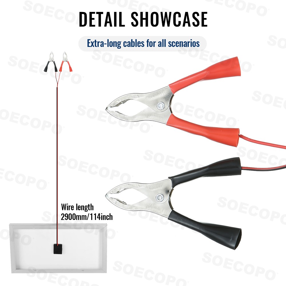 100W Portable Solar Panel with Battery Clips with 30A/60A/100A Controller to Dir