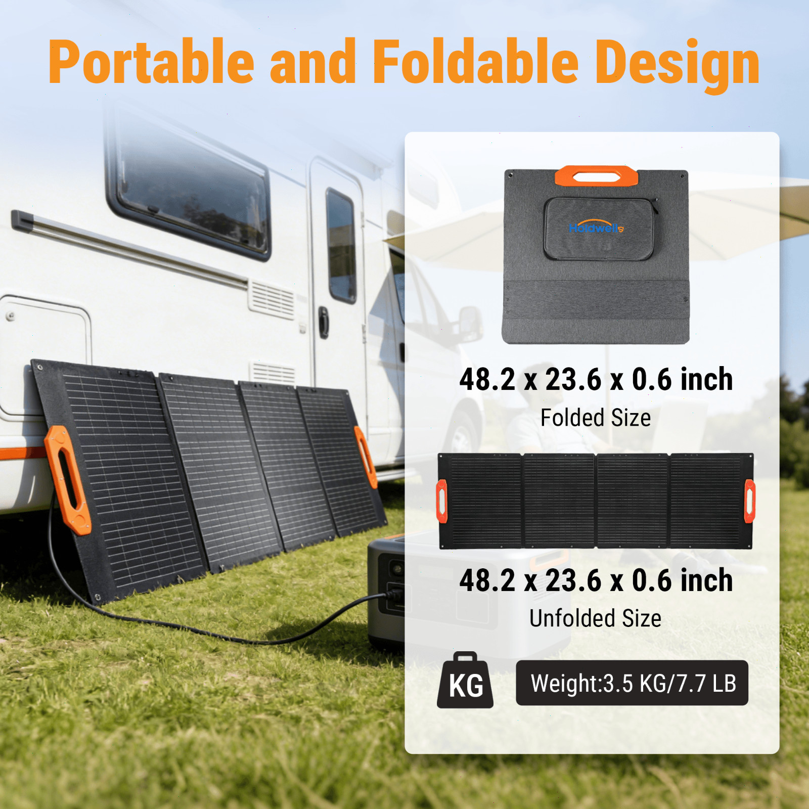 N-Type 16BB 200W Portable Solar Panel, Foldable Monocrystalline Panel