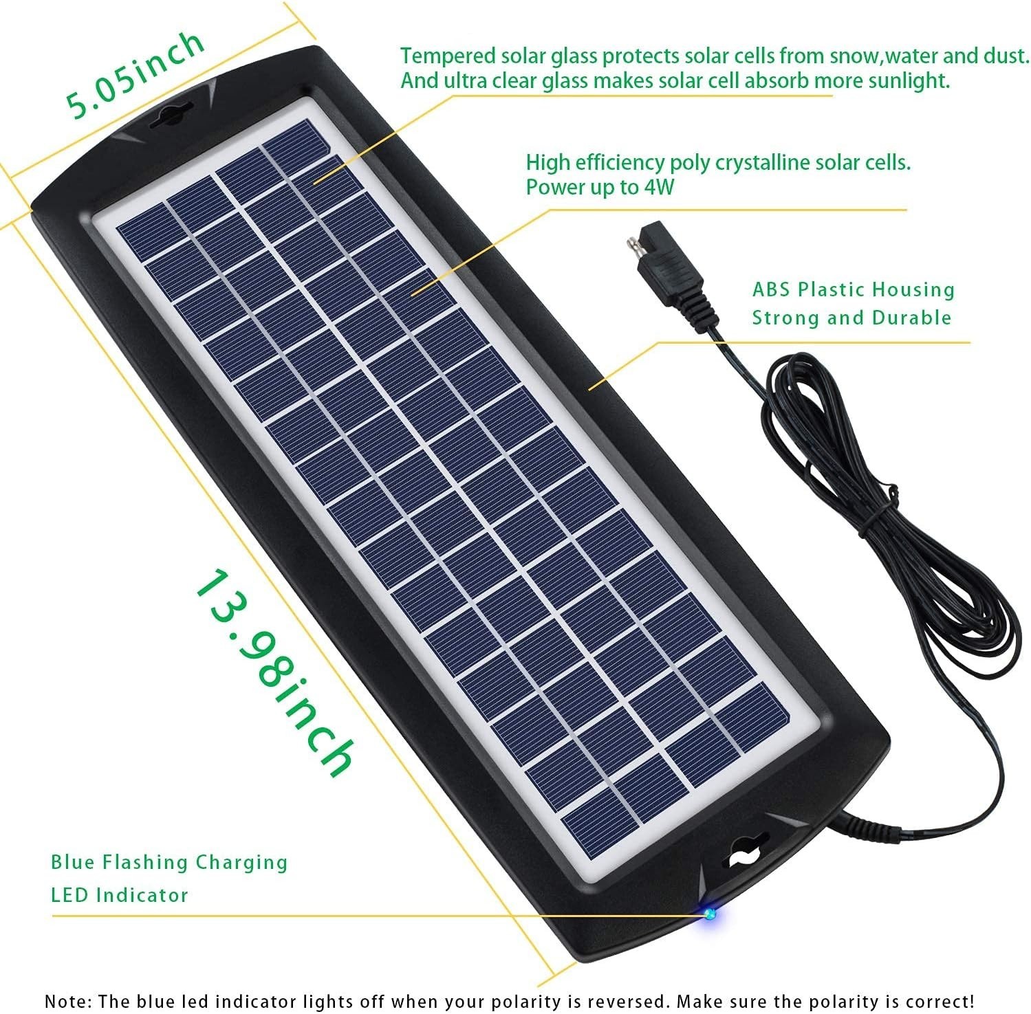 12V Solar Car Battery Charger & Maintainer – Portable Power Kit for All Vehicles