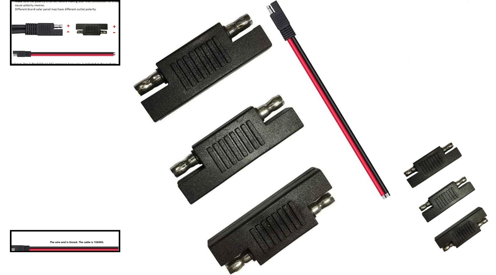 SAE Polarity Correctors – 3 Pack Male-to-Male Connectors for Solar Chargers