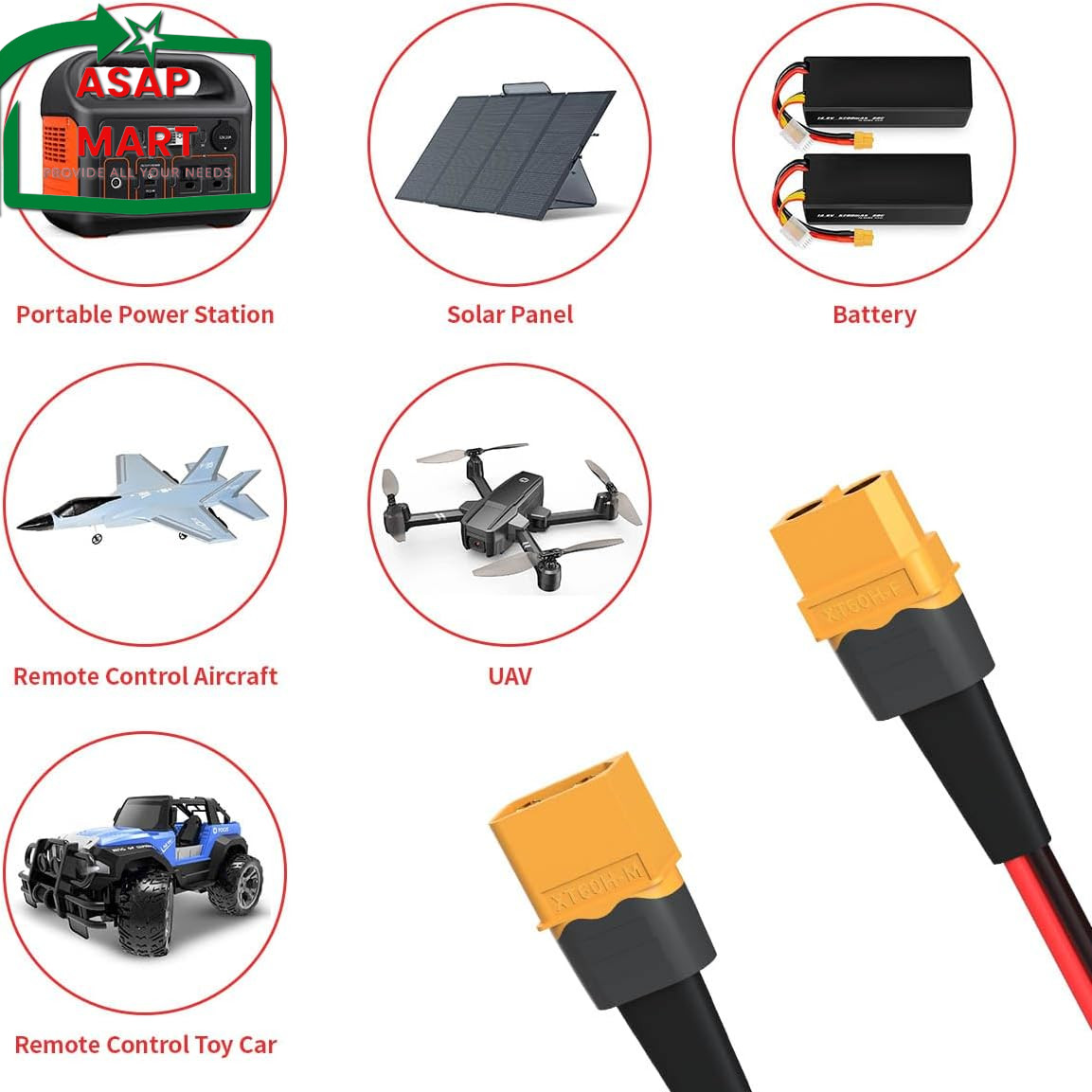 XT60 Y Splitter,12Awg XT60 1 Female to 2 Male Connector Cable for UAV Phantom Qu