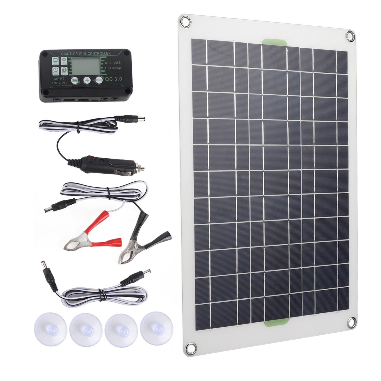 50W Solar Panel Charger Monocrystalline Silicon 30A Charge Controller For RV H6T