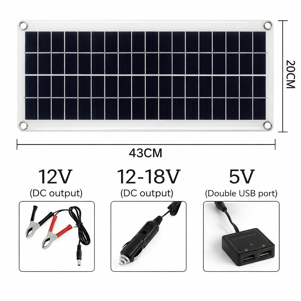 Portable 12V Solar Panel Kit 60A Controller USB Charger Camping Car Battery AU