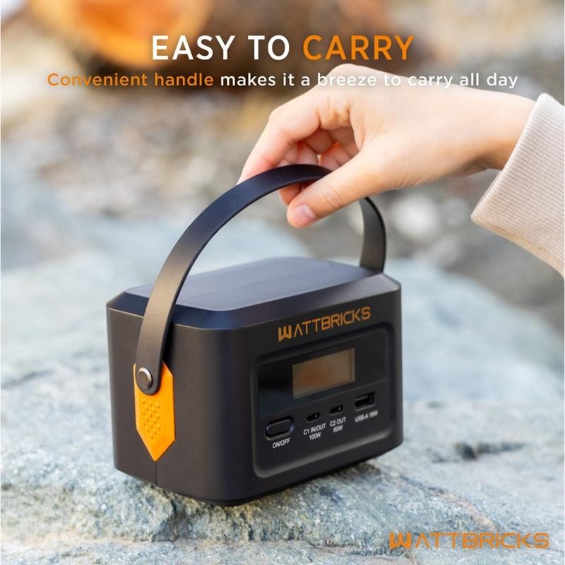 WATTBRICKS 100W Energy Capacity Portable Power Station 30W Solar Panel Included