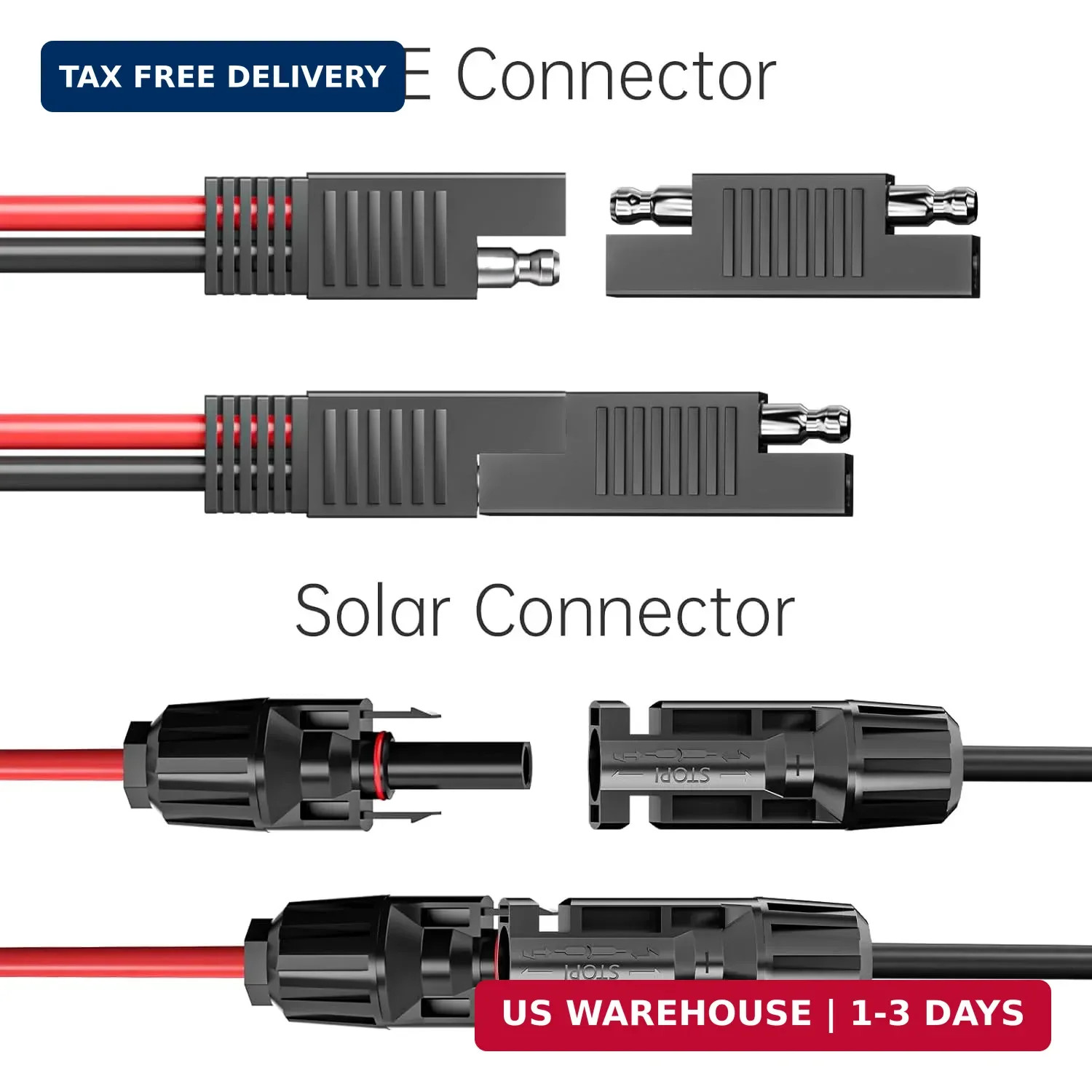 Goupchn Solar Panel Connectors to SAE Adapter Cable 10AWG Solar to SAE PV Extens