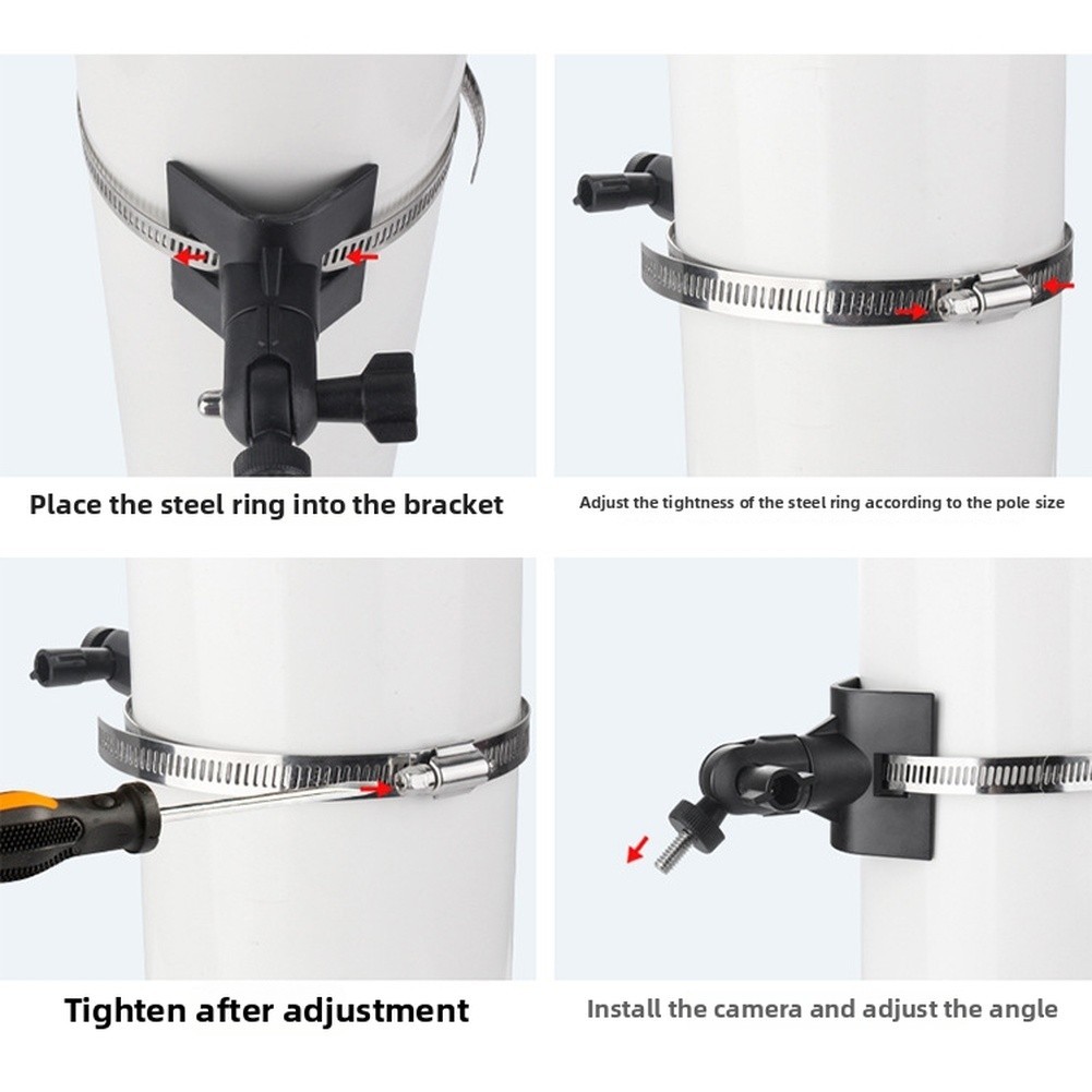 360 Degree Rotation Outdoor Camera Mount Bracket for Cylindrical Pole Use