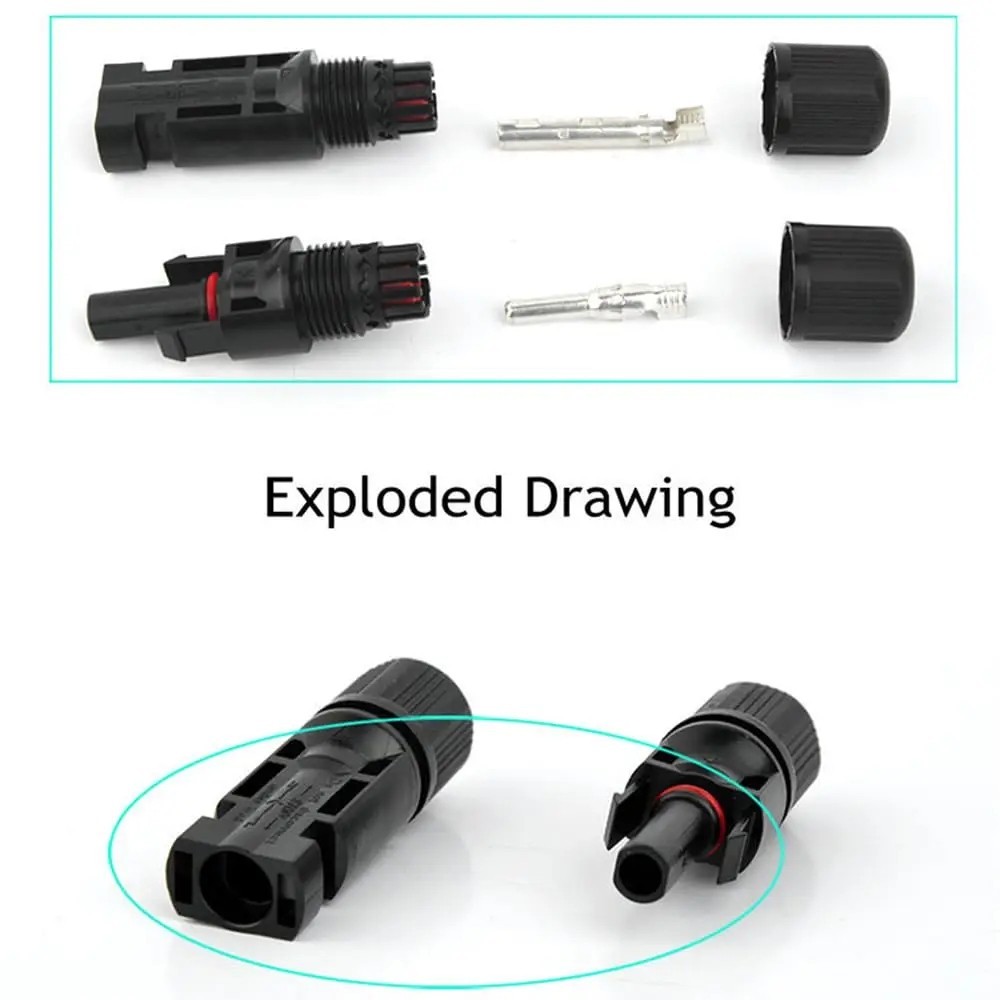 5 Pairs Solar Panel PV Connectors Waterproof Cable Connector w/ Spanners