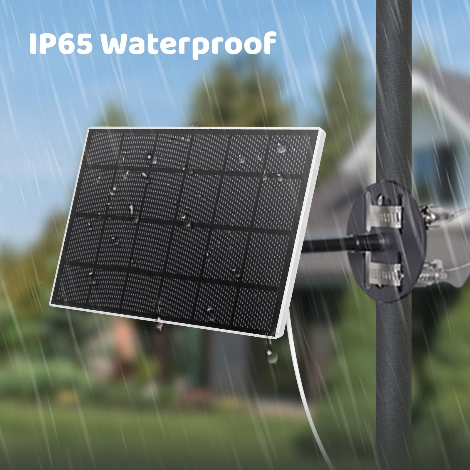 Solar Panel Type-C Charger IP65 3W 360° Swivel for Bird Feeder Camera