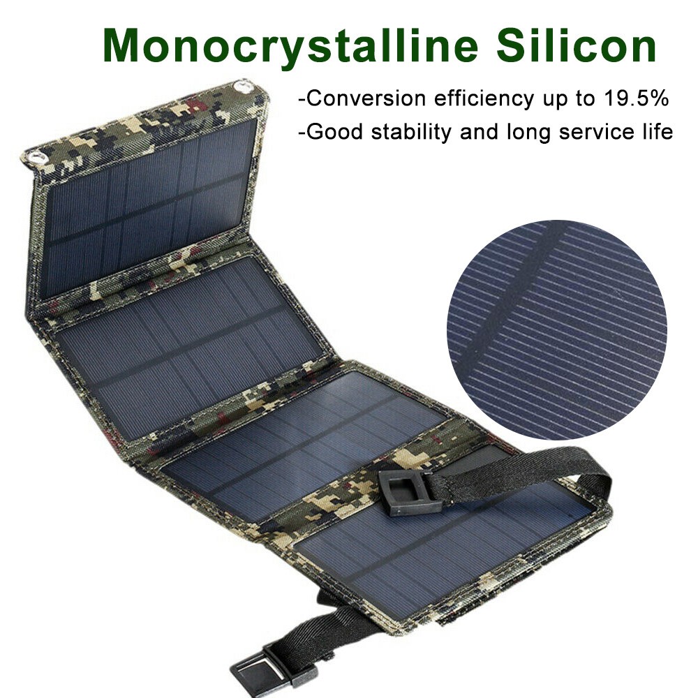 80W Foldable USB Solar Panel Charger Power Bank for Camping Hiking
