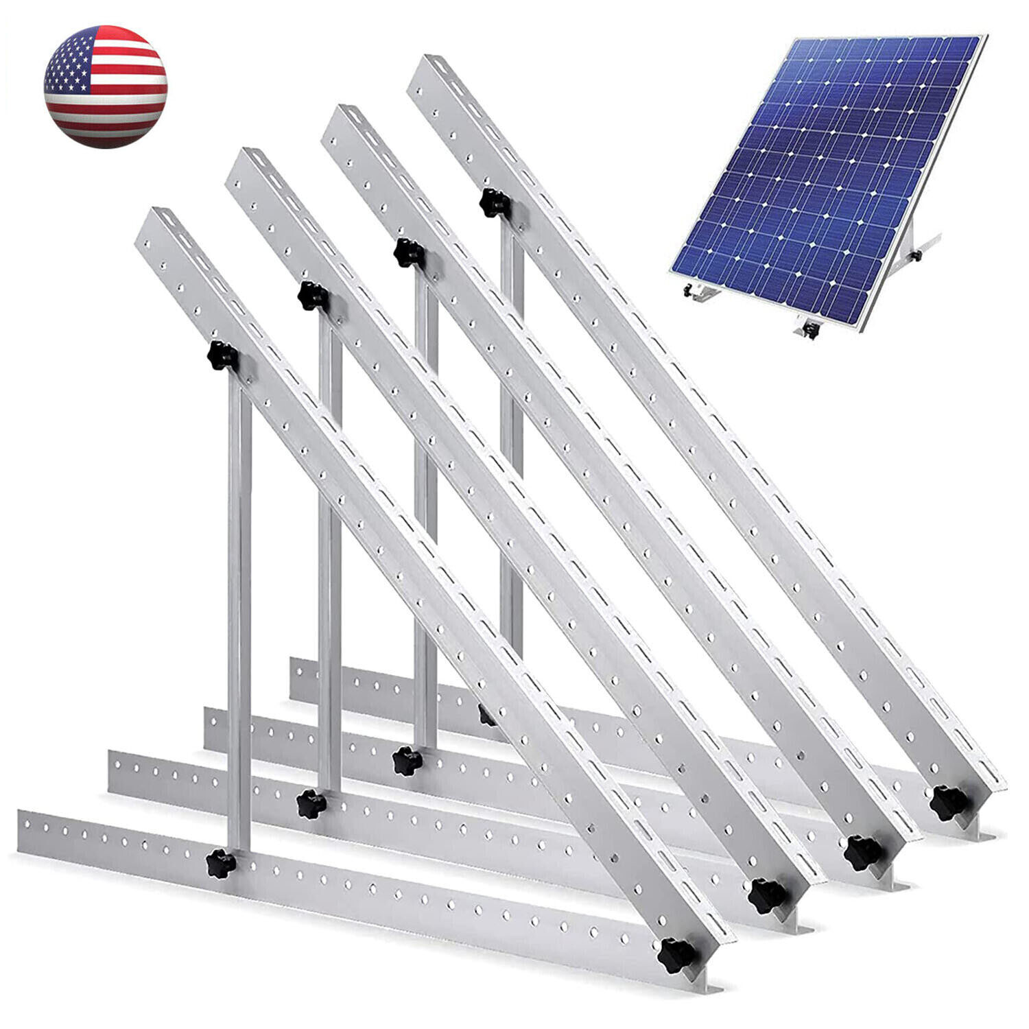 28″ Solar Panel RV Tilt Mount Brackets Ground Roof Flat Surface Adjustable Frame