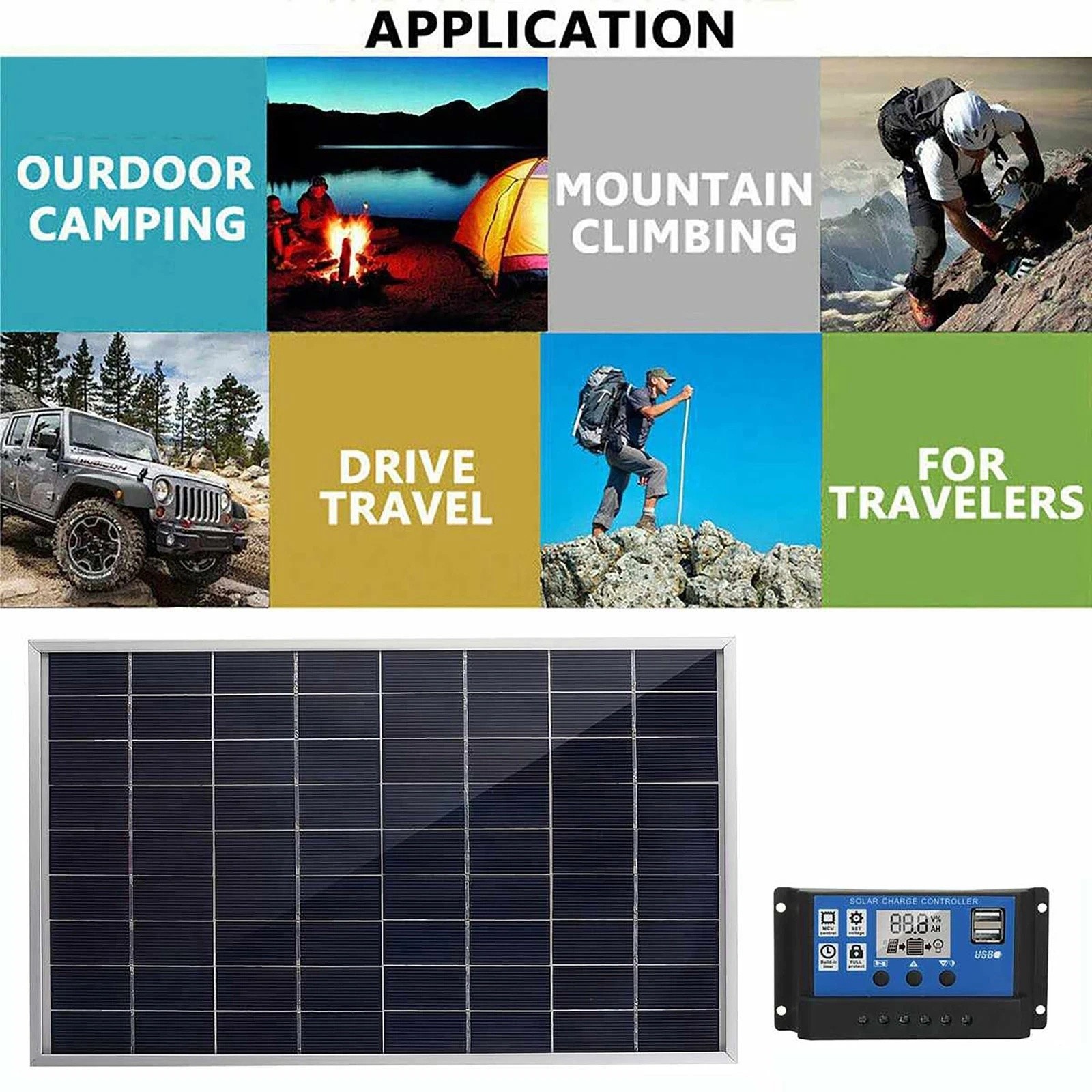 Trickle 30W Solar Panel 12V Charger Battery Charger Kit Maintainer Boat Car RV