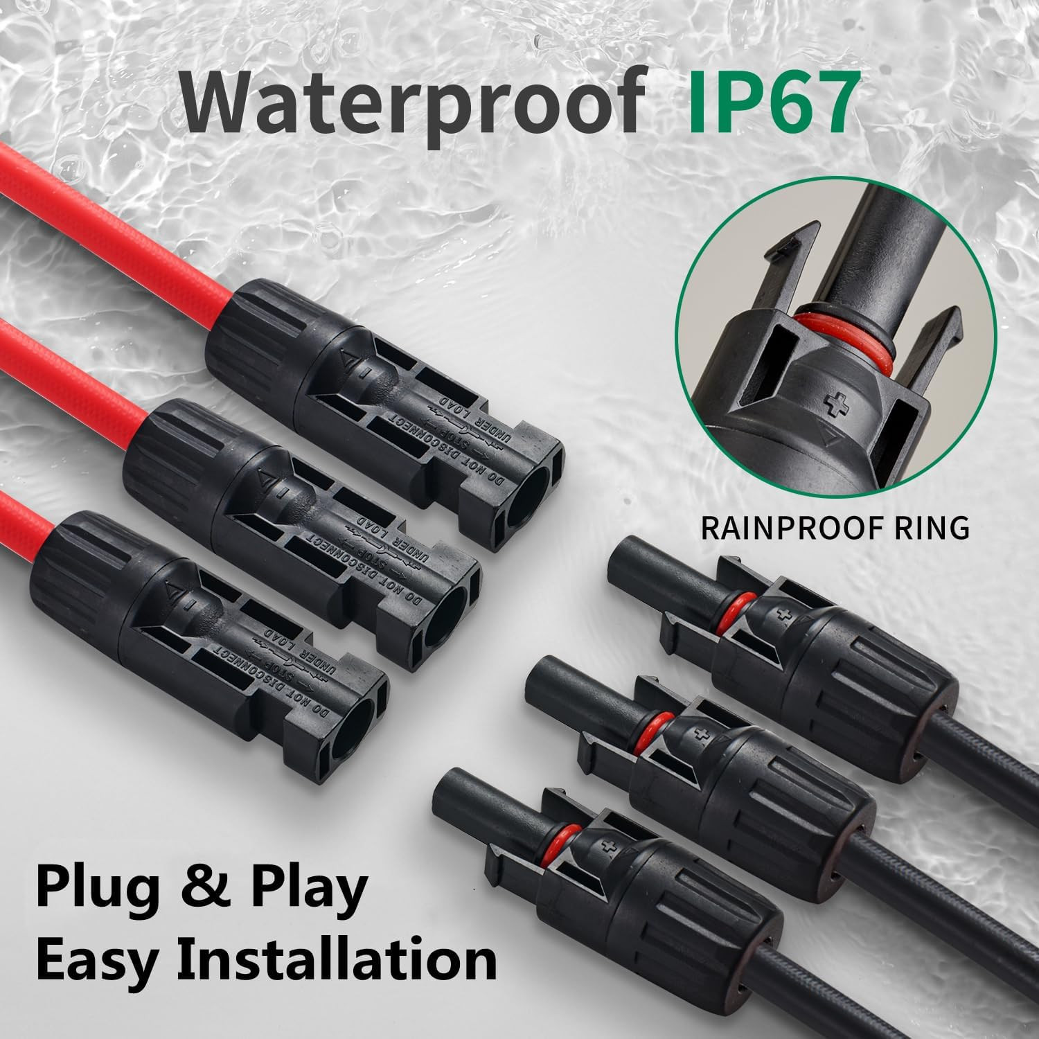3 to 1 Solar Connectors Y Branch Parallel Adapter 10AWG Cable for Solar Panel (R