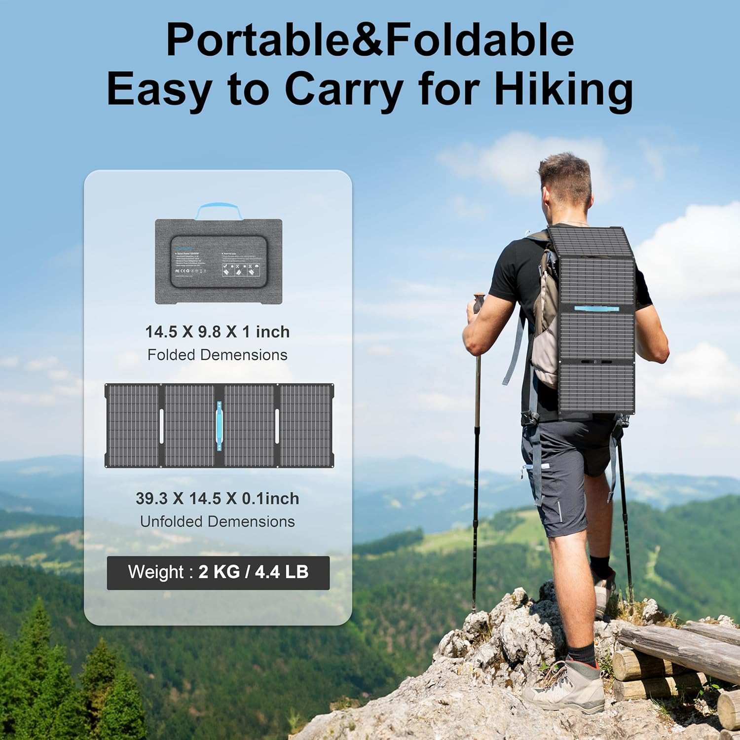 60W Portable Solar Panels Chargers with USB-C, USB-A and DC Outputs Foldable IP6