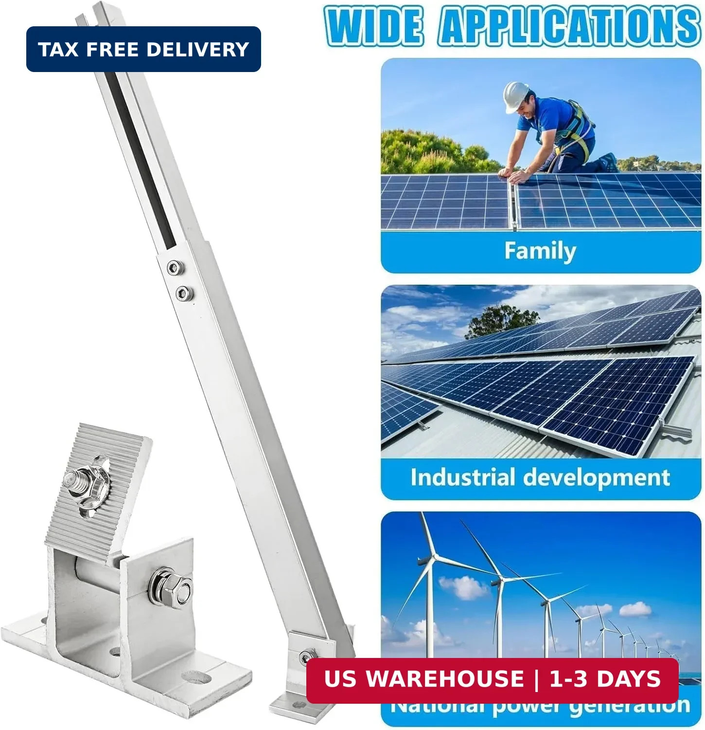 Adjustable Solar Panel Tilt Mount Brackets Aluminum Alloy Solar Panel Mounting S