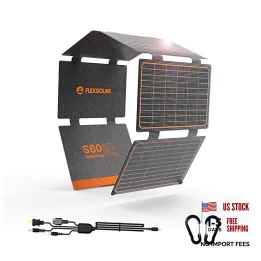 Foldable Solar Panel, Portable Solar Charger with USB-C/USB-A QC3.0/DC 20 60W