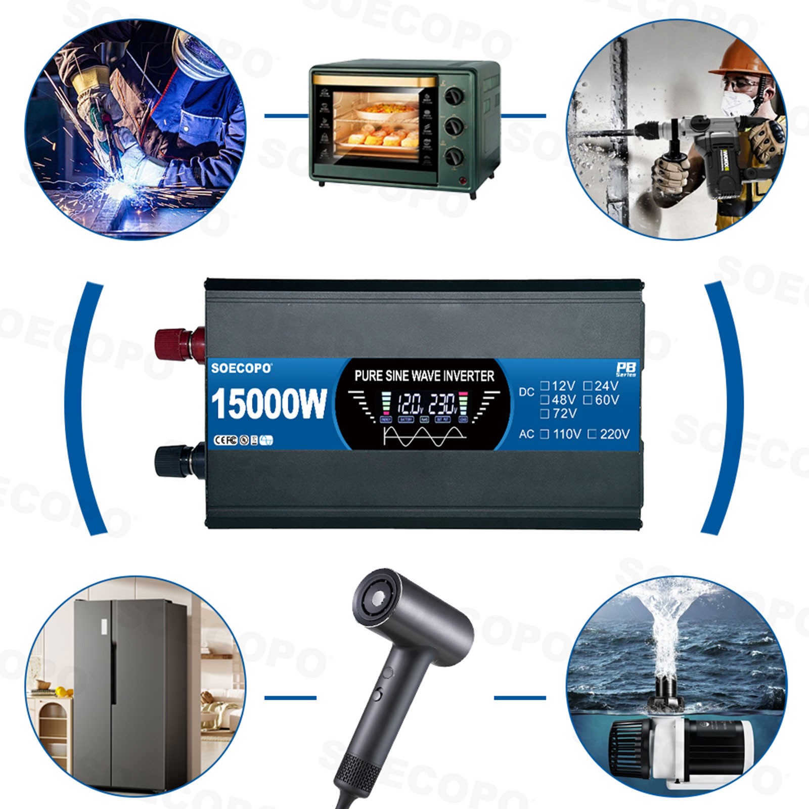 15000W Solar System Kit 12V To 110V/220V Off-Grid Inverter System 100A Control