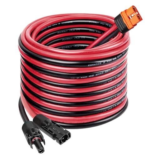25FT Solar Panel XT60i Cable 10AWG Adapter Connector for Portable Power Station