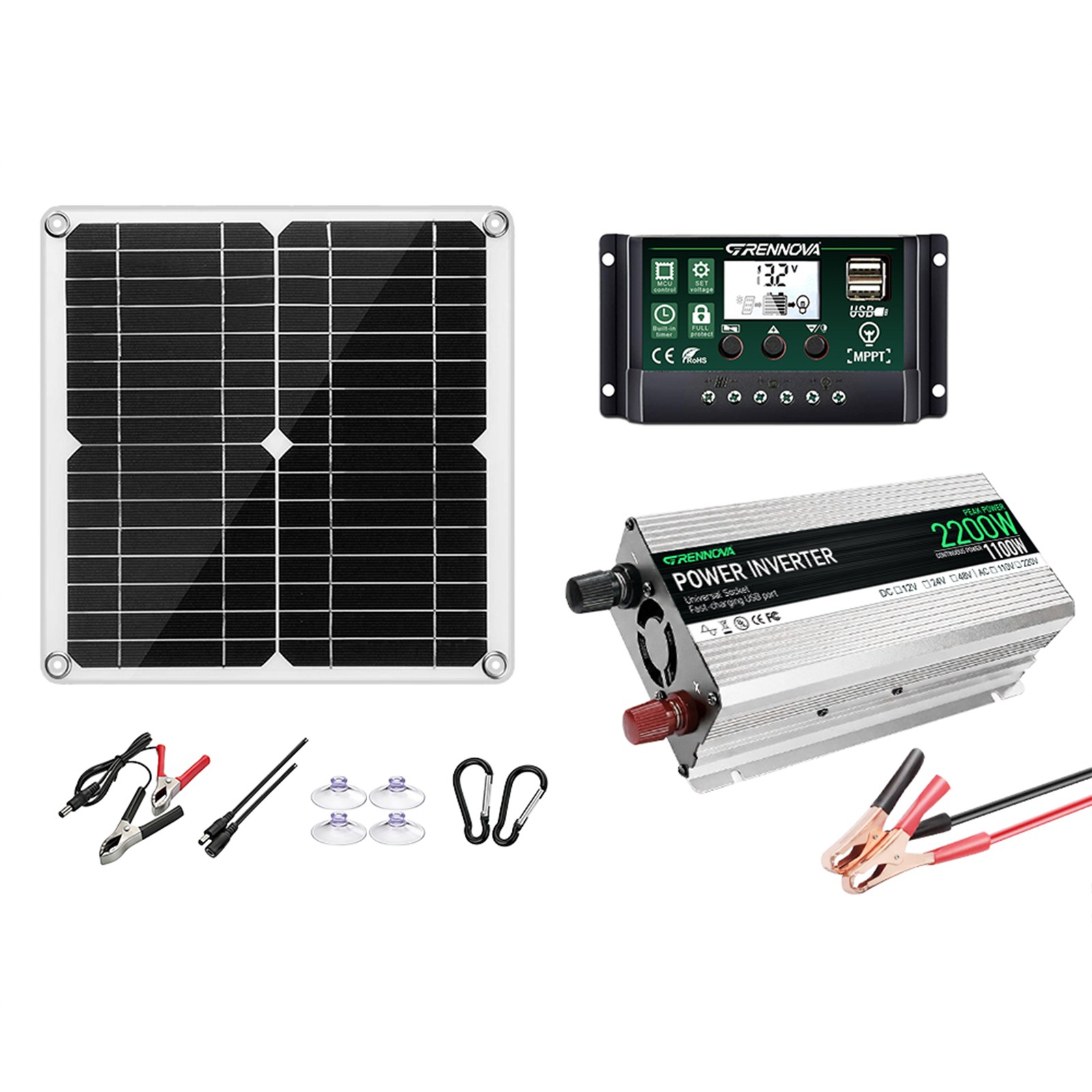 True Power Grennova Solar Kit 2200W 60A MPPT 30W Panel 110/220V Inverter
