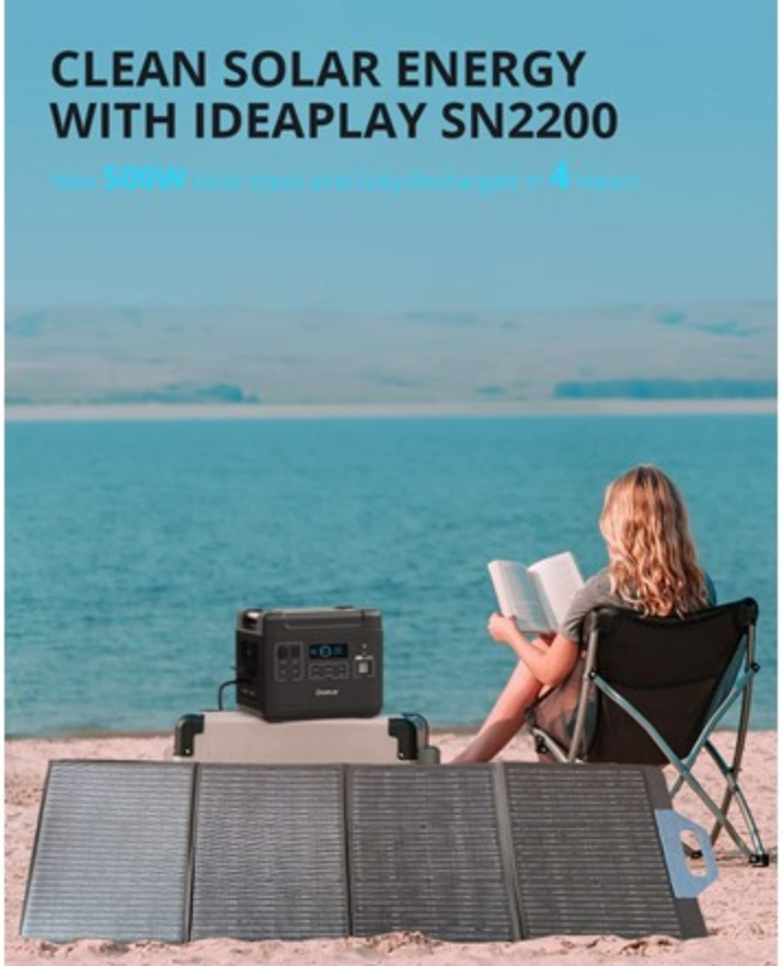 IDEAPLAY SN2200 2000Wh 2200W LiFePO4Solar Generator Portable Power Station