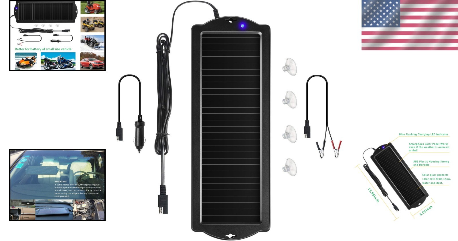 1.5W Solar Battery Charger Cigarette Lighter Plug