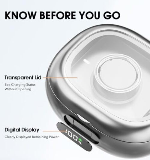Charging Case for Oura Ring Gen 4 & 3 Charger, 2000mAh Portable Travel Silver