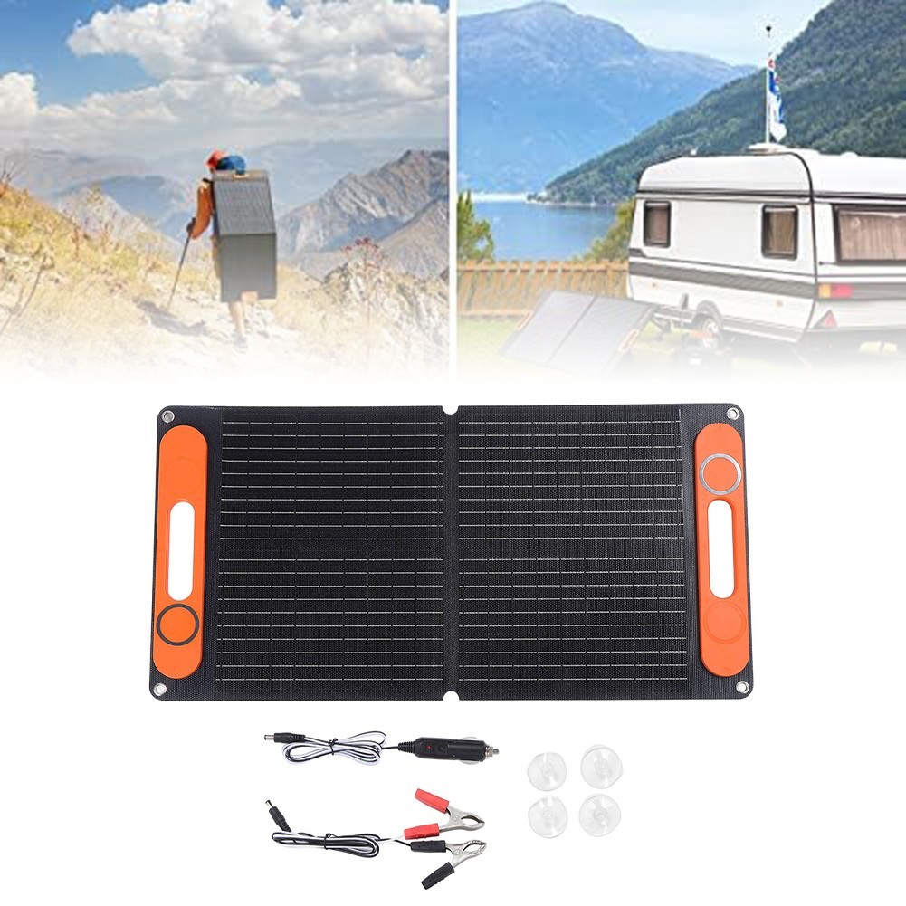Portable Folding 80W Solar Panel Kit with Dual USB and 12V Battery Output
