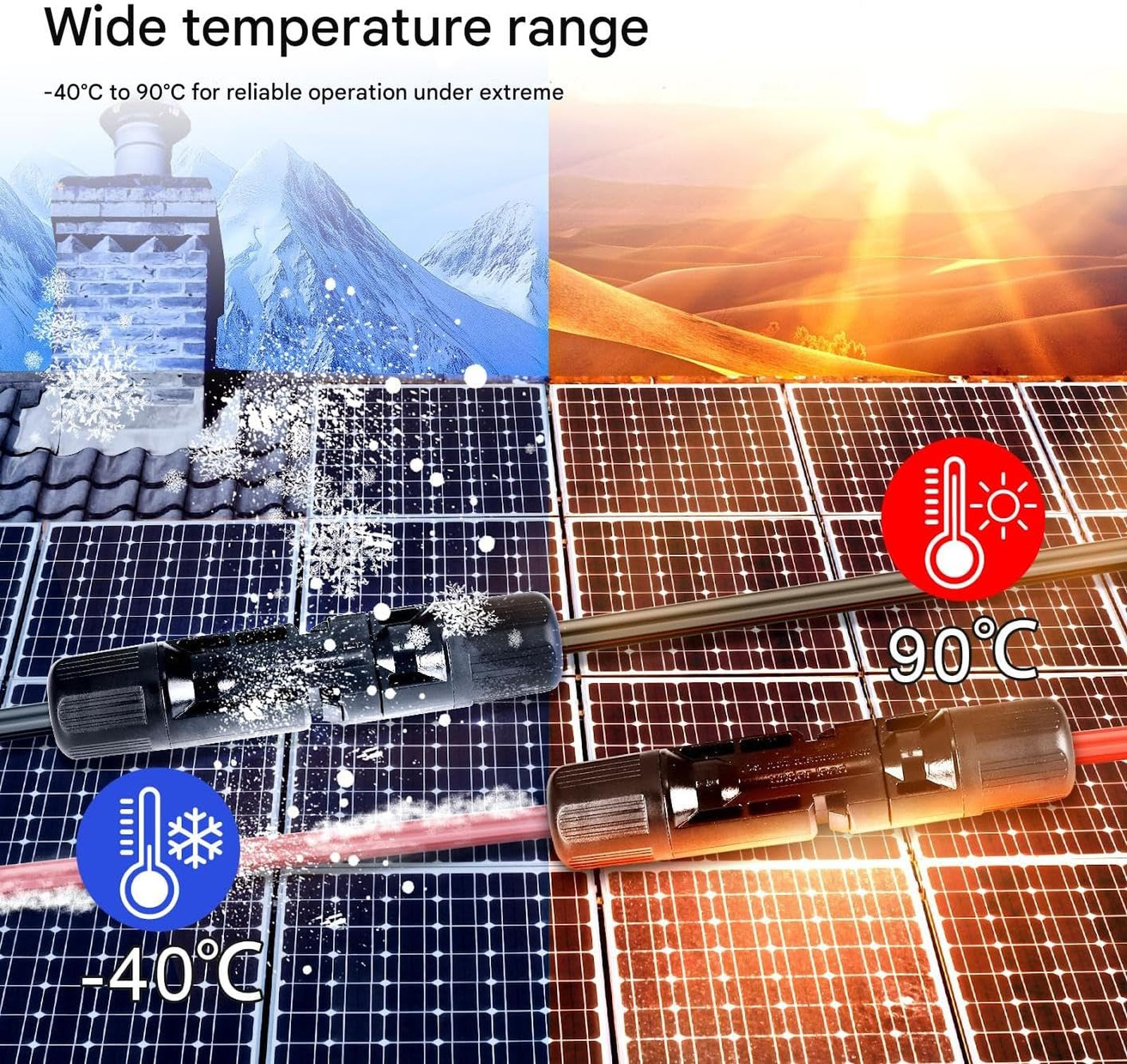 16Ft Solar Extension Cable with 6mm2 PV Wire Male Female Connectors Waterproof