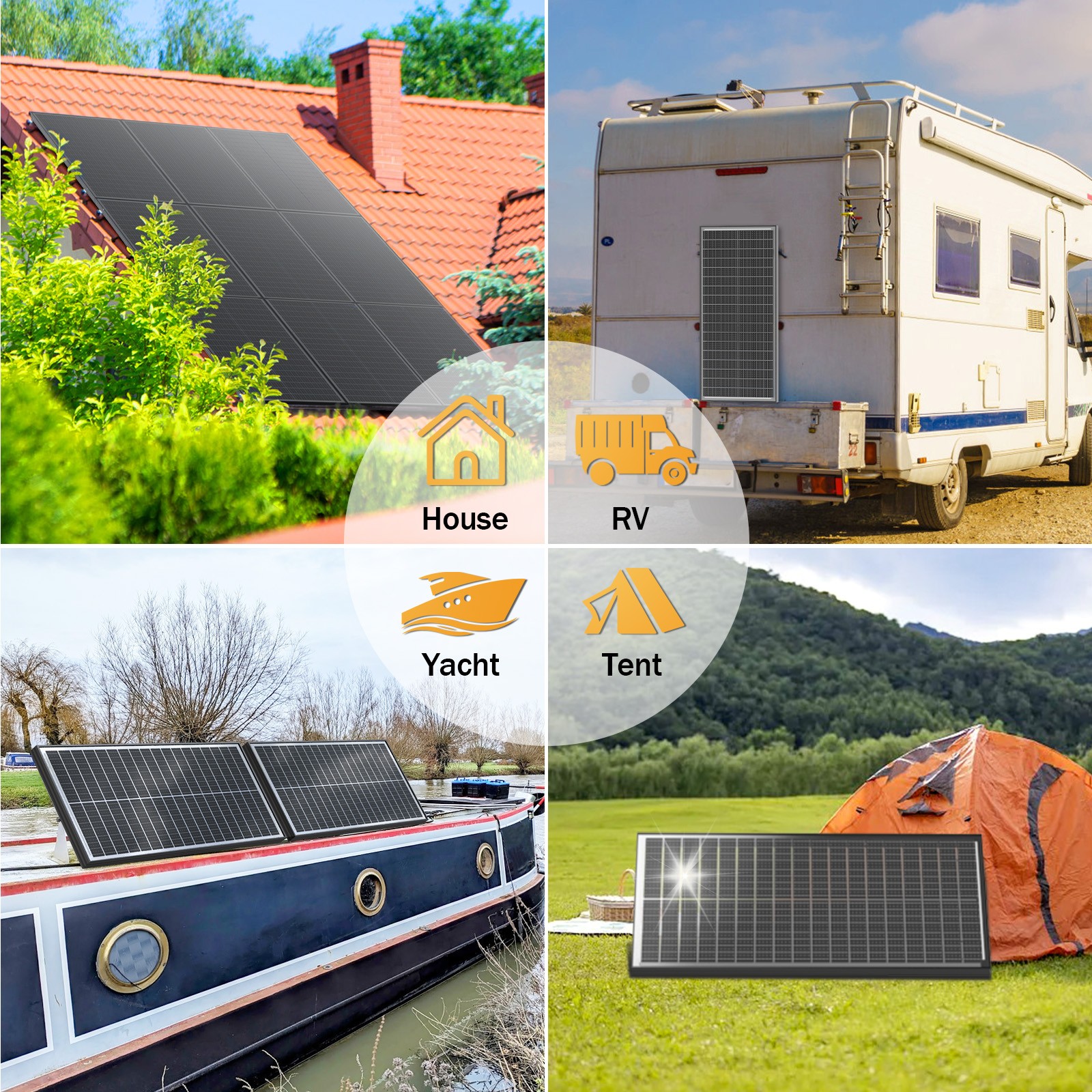 100 Watt Solar Panel Bifacial N-Type 12V Home PV Power Off-Grid RV Camper System