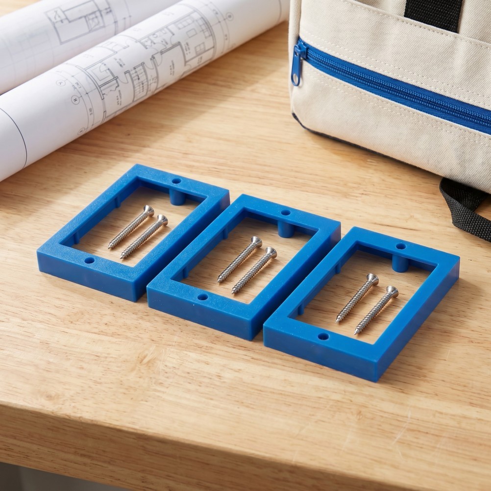 6Pcs Reusable Plastic Single Gang Electrical Box Extenders for Thick Walls Blue