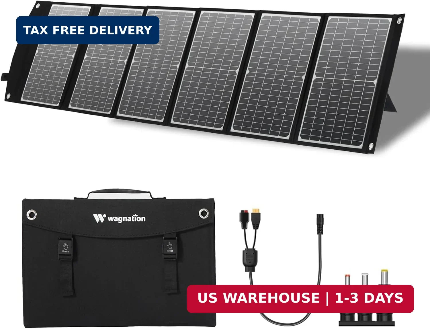 100 Watt Portable Solar Panel, Foldable Solar Panel Charger with Kickstands, QC3